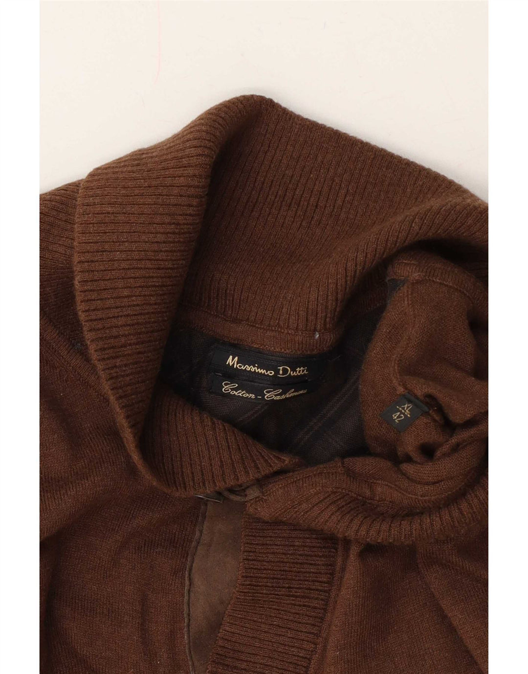 Suéter masculino Massimo Dutti com gola xale XL algodão marrom