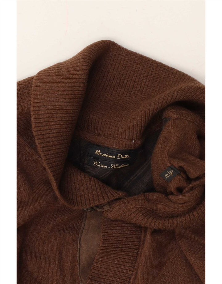 Suéter masculino Massimo Dutti com gola xale XL algodão marrom