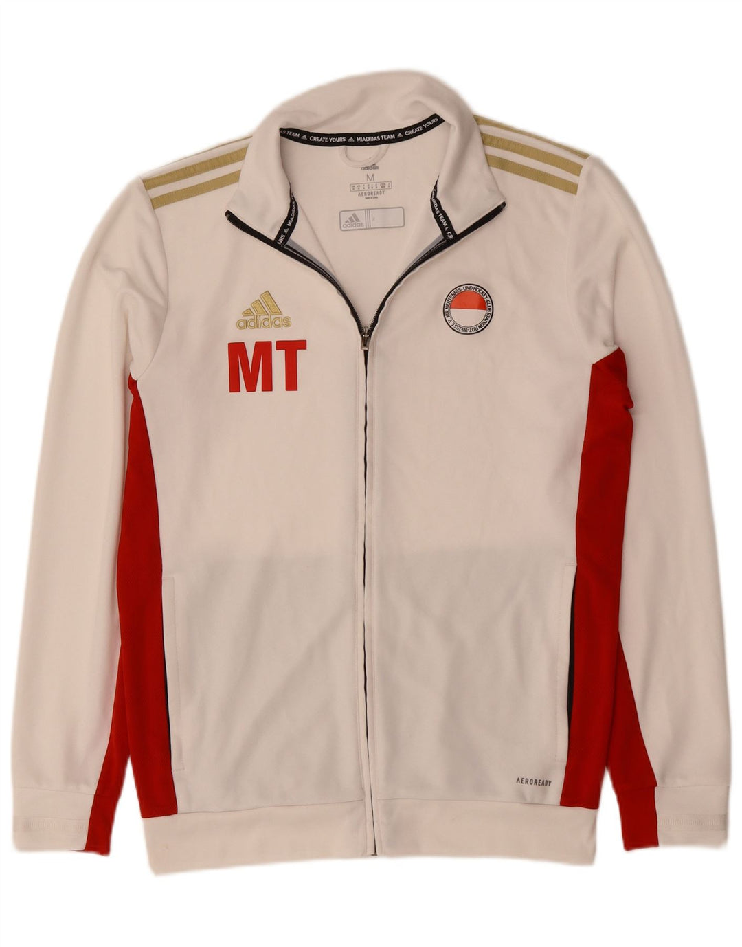 Adidas Mens Aeroready Tracksuit Top Jacket Médio Off White Colourblock