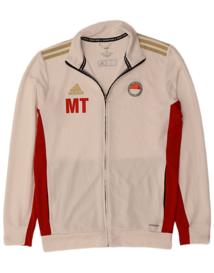 Adidas Mens Aeroready Tracksuit Top Jacket Médio Off White Colourblock
