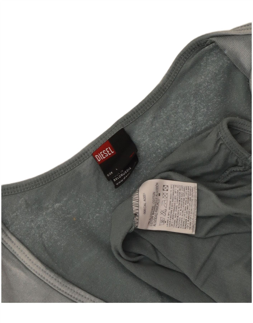 Top curto feminino Diesel manga comprida UK 14 grande algodão azul