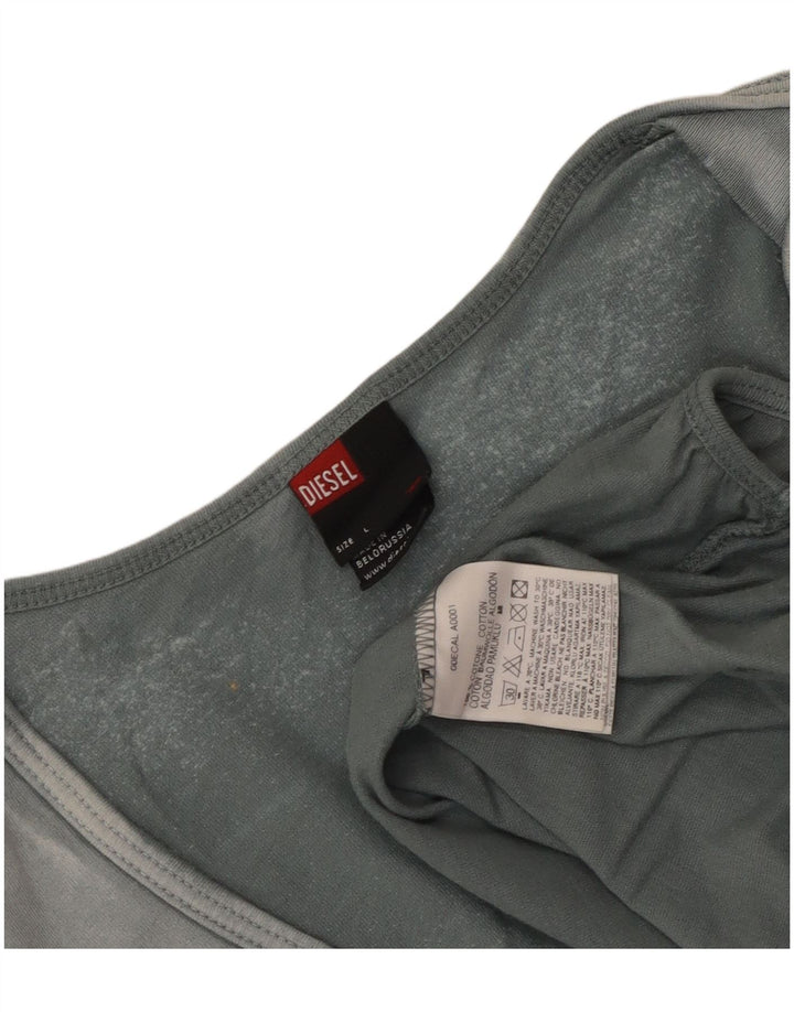 Top curto feminino Diesel manga comprida UK 14 grande algodão azul