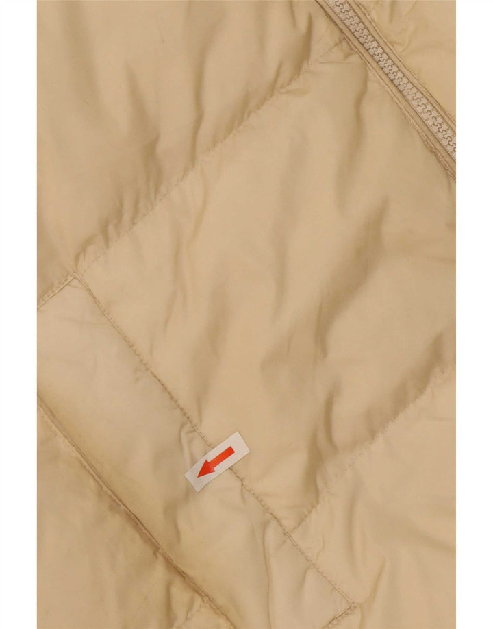 Casaco acolchoado com capuz grande Zara feminino UK 6 XS poliéster bege