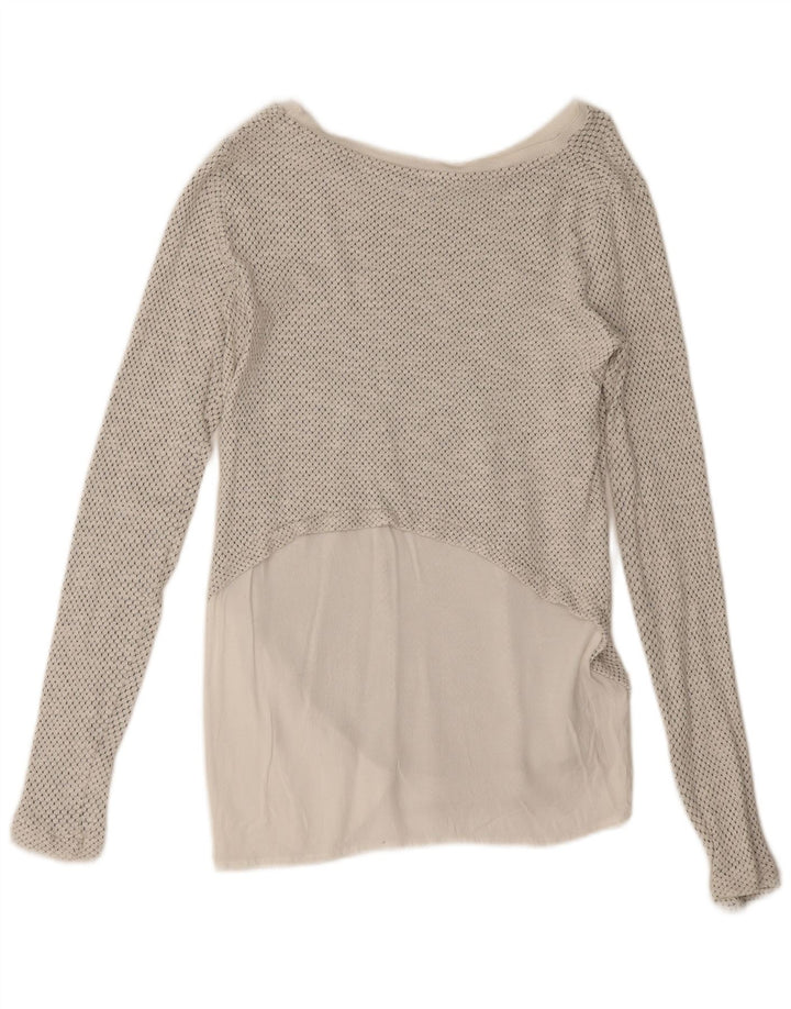 Zara Womens Oversized Top Manga Longa Reino Unido 10 Pequeno Branco Manchado