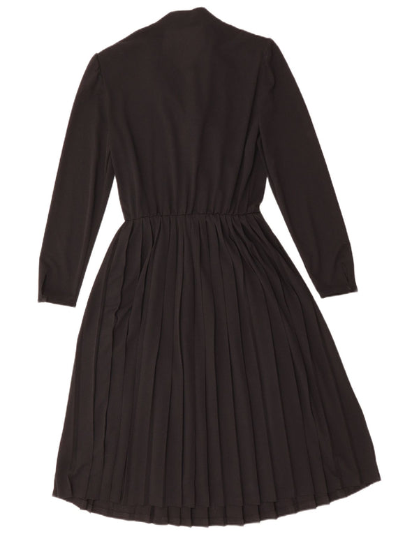 Vestido vintage feminino manga comprida linha A UK 12 médio preto