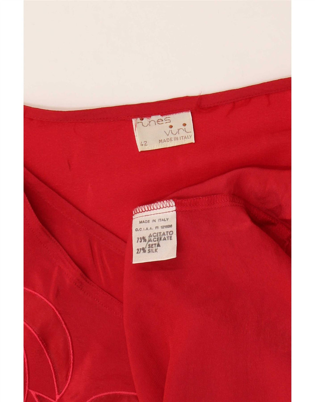 Blusa feminina vintage folgada top IT 42 acetato vermelho médio