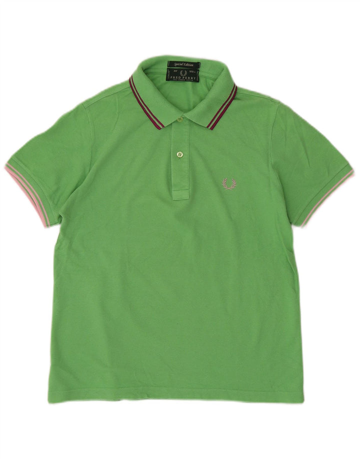 Camisa polo masculina Fred Perry pequena de algodão verde