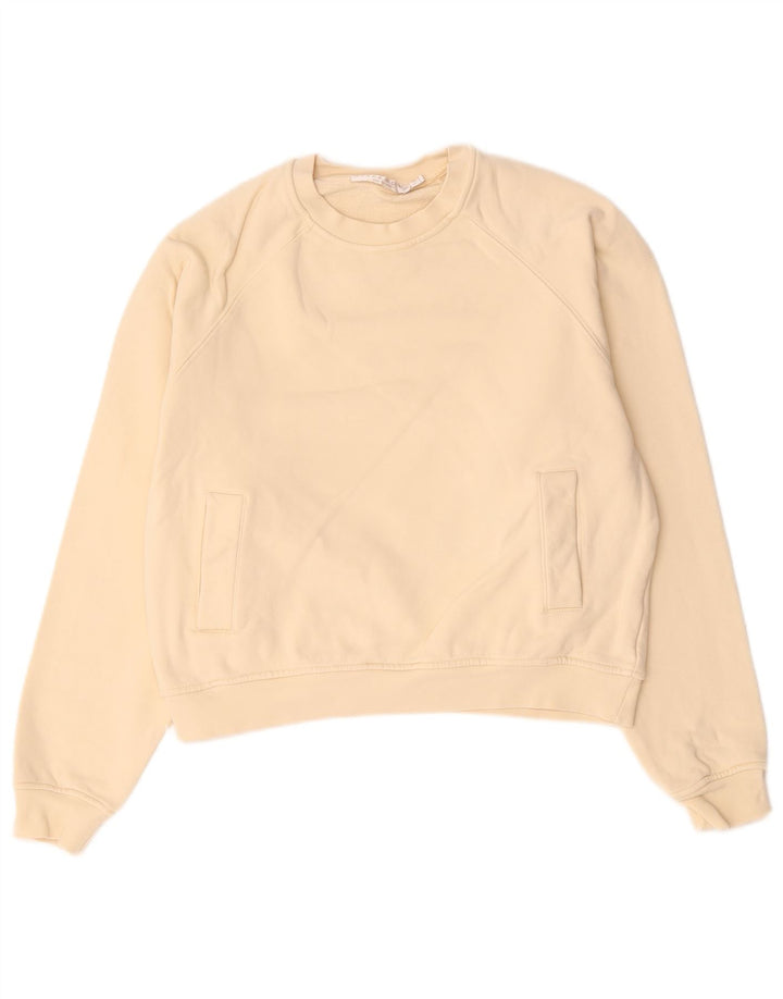 Zara moletom feminino jumper UK 14 algodão bege médio