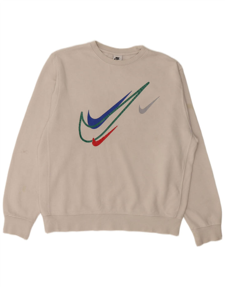 NIKE Mens Graphic Moletom Jumper Médio Cinza Algodão