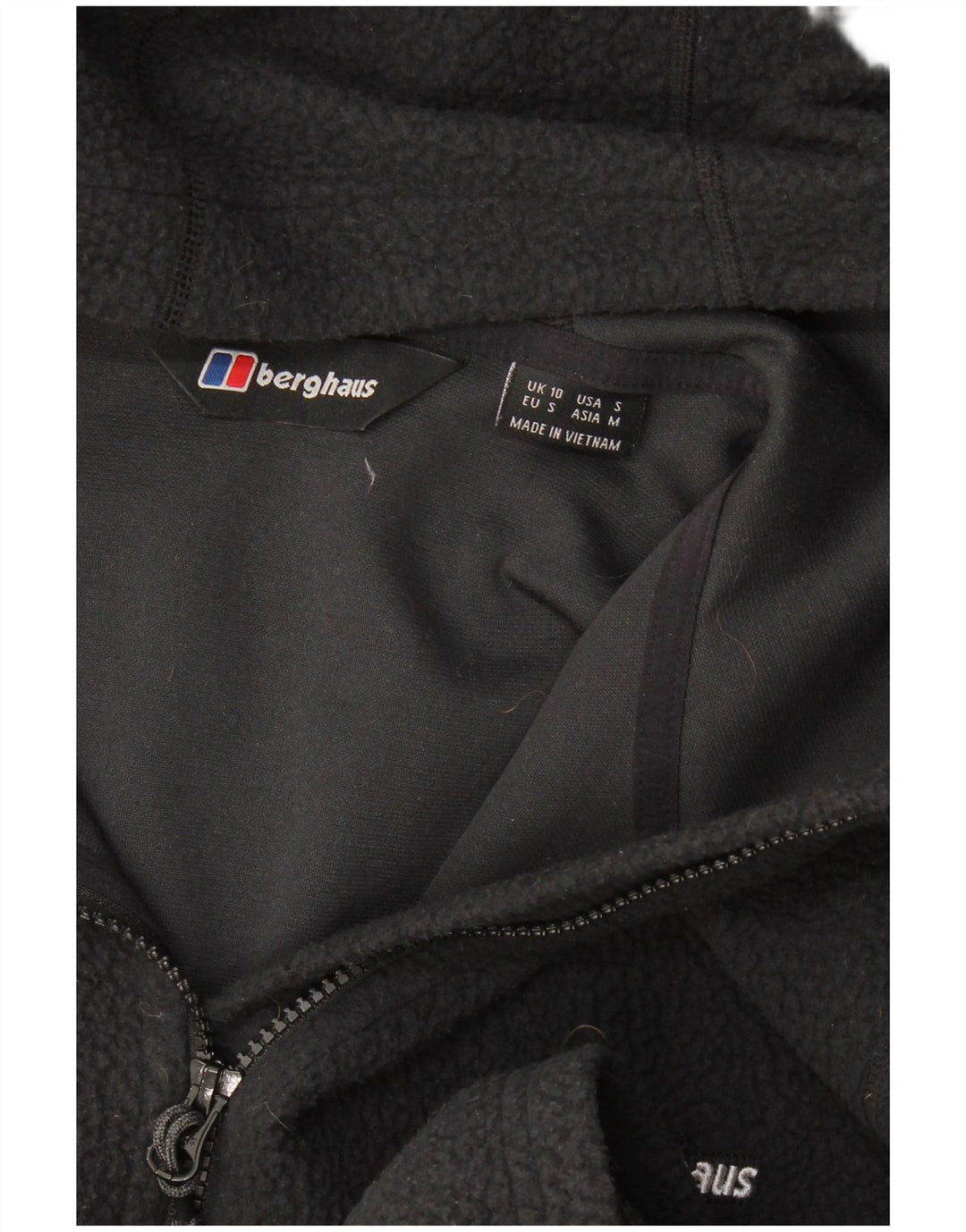 Jaqueta feminina de lã com capuz Berghaus UK 10 pequena preta