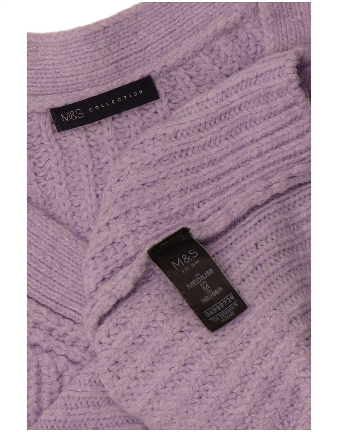 Suéter feminino Marks & Spencer grande com decote em V Reino Unido 14 médio roxo
