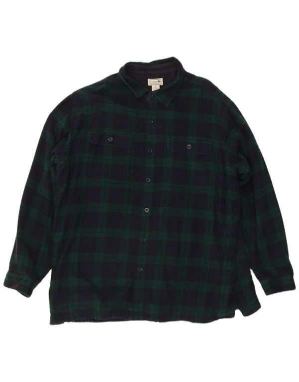 Camisa masculina de flanela L.L.Bean L.L.Bean XL verde algodão xadrez