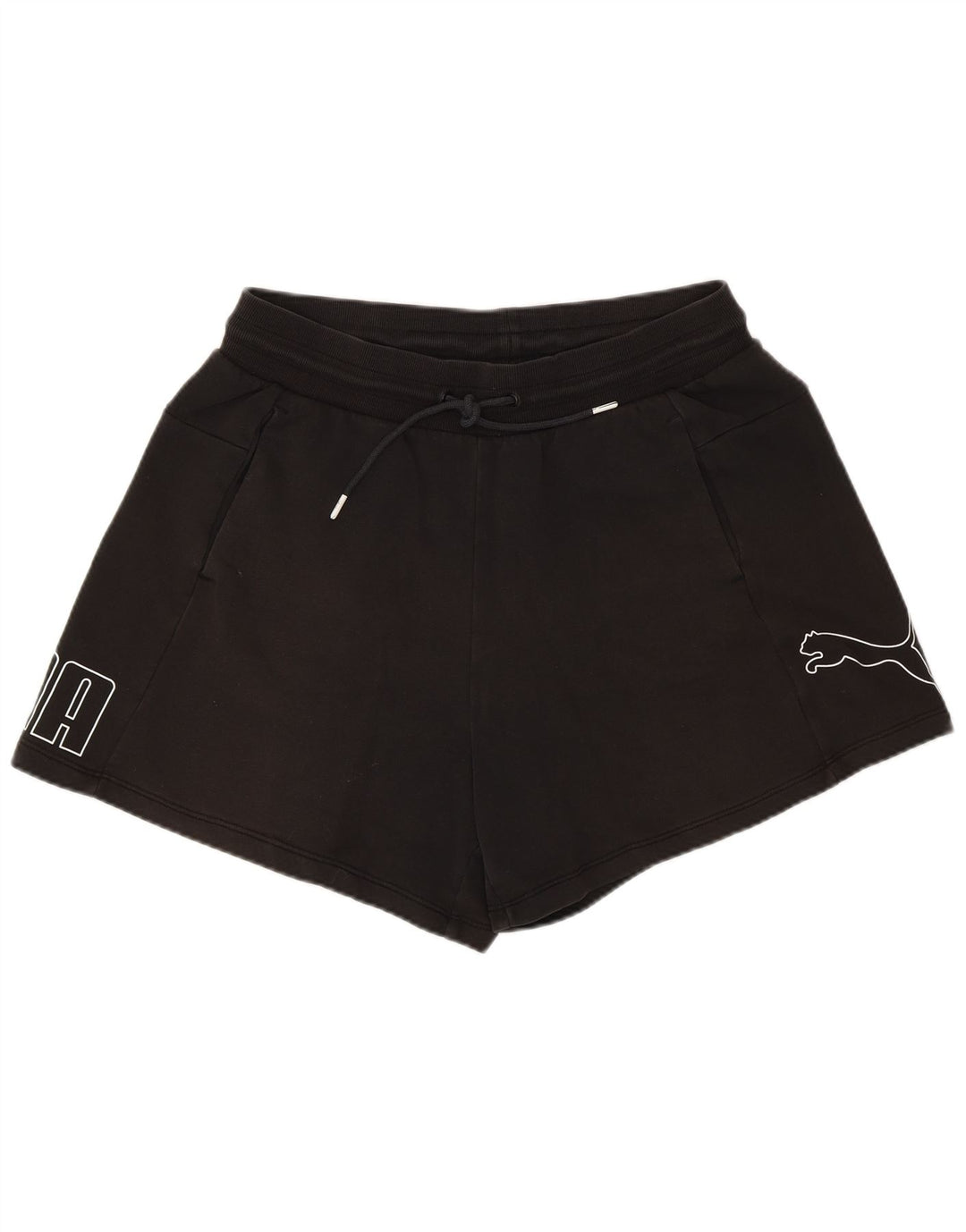 Shorts esportivos gráficos femininos Puma grandes pretos