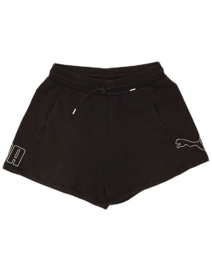Shorts esportivos gráficos femininos Puma grandes pretos