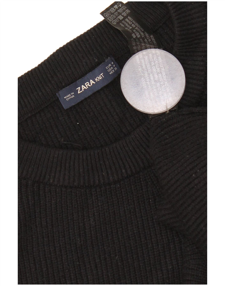 Zara Suéter feminino oversized com gola redonda Reino Unido 14 médio preto viscose