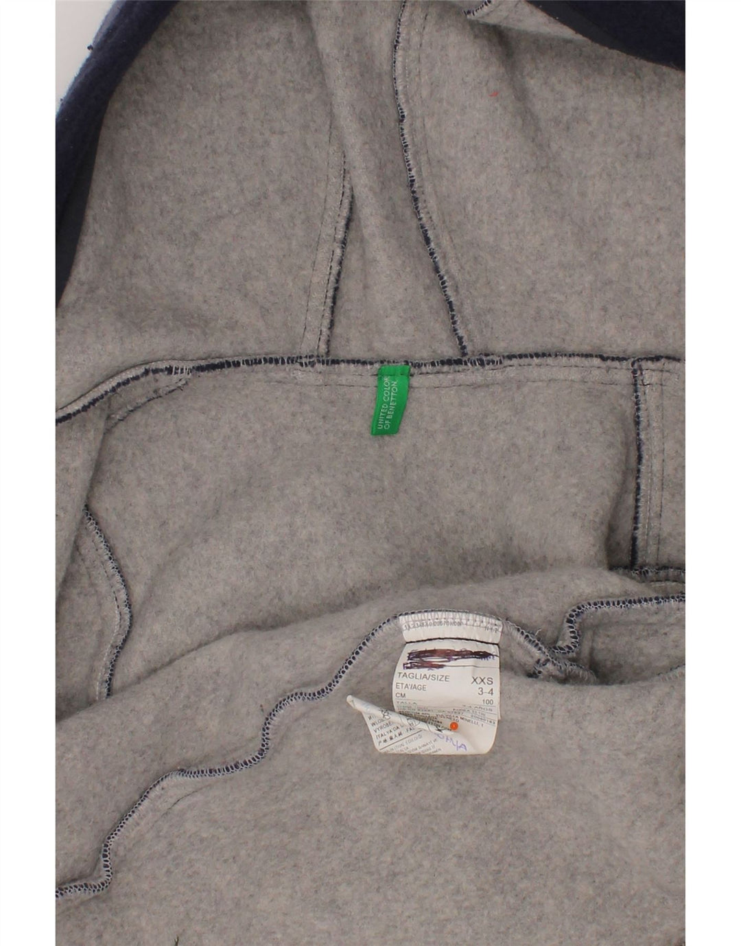 Casaco Duffle com capuz para meninos Benetton 3-4 anos XS azul marinho lã