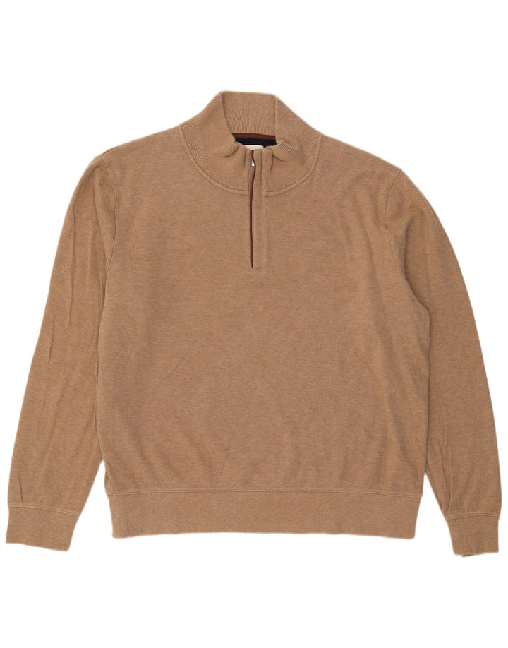 Suéter masculino Gant com zíper e pescoço 3XL algodão bege
