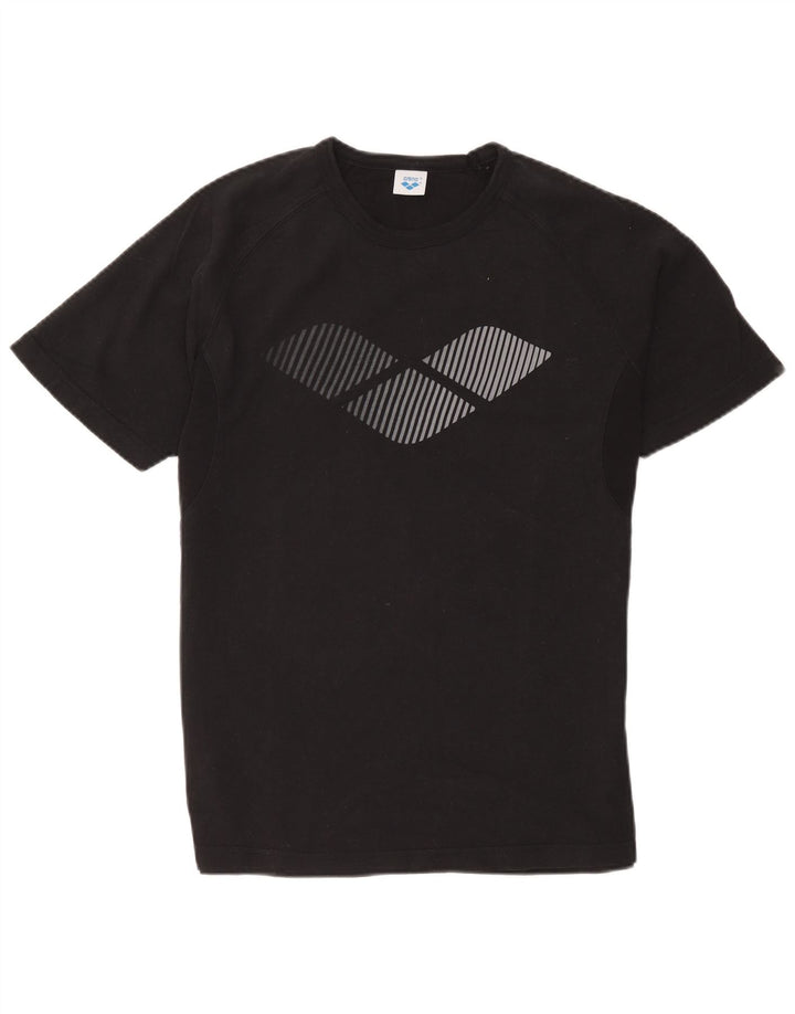 Arena Camiseta masculina gráfica Top médio algodão preto