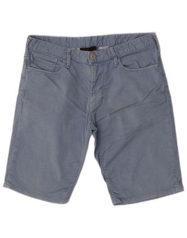 Emporio Armani Mens Chino Shorts EU 46 Pequeno W30 Azul Algodão