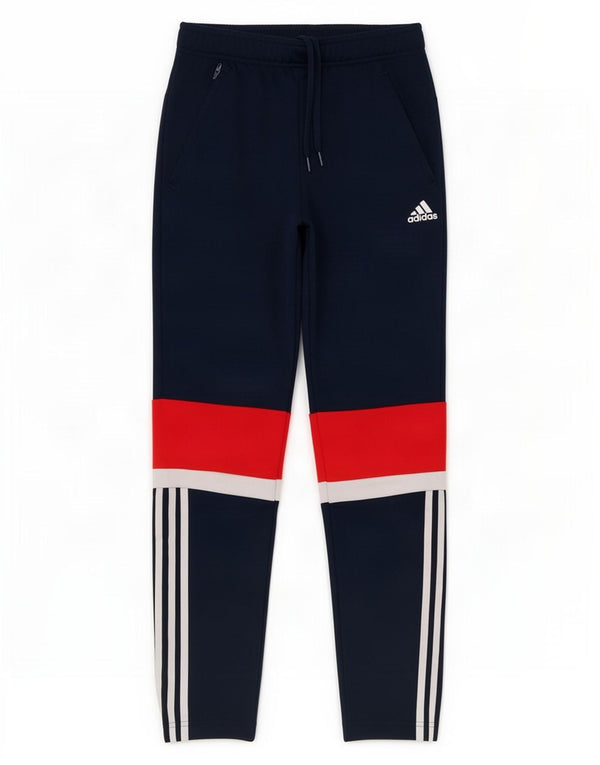 Calças de treino Adidas meninos 13-14 anos azul marinho colorblock poliéster