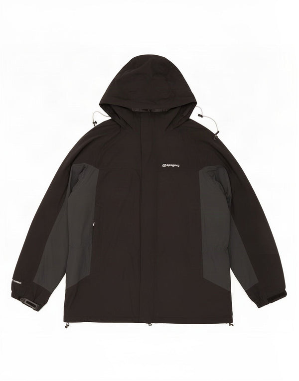 Jaqueta corta-vento masculina com capuz Sprayway UK 40 grande bloco colorido preto
