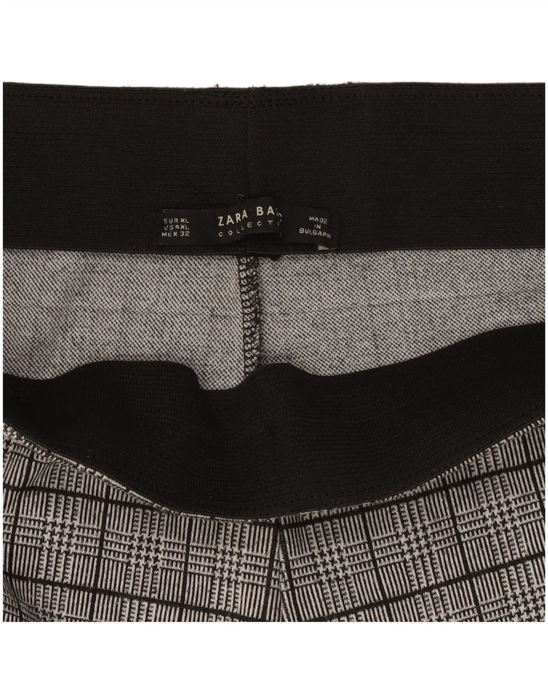 Zara Leggings Mulher UK 18 XL Cinza Houndstooth