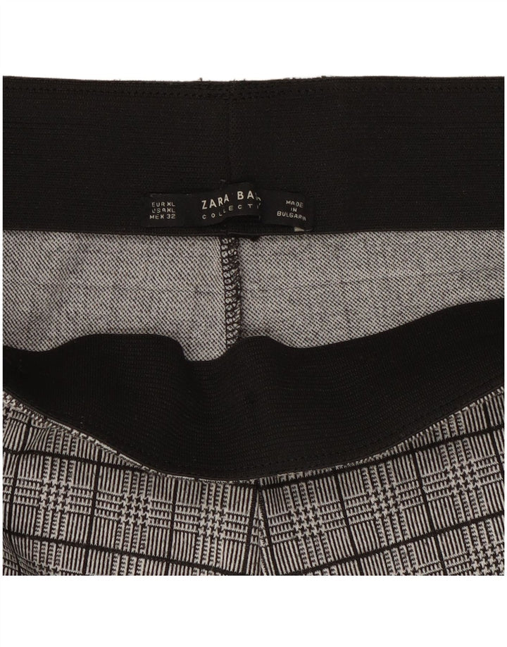 Zara Leggings Mulher UK 18 XL Cinza Houndstooth