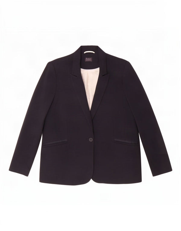 Jaqueta blazer feminina Marks & Spencer com 1 botão Reino Unido 20 2XL azul marinho poliéster