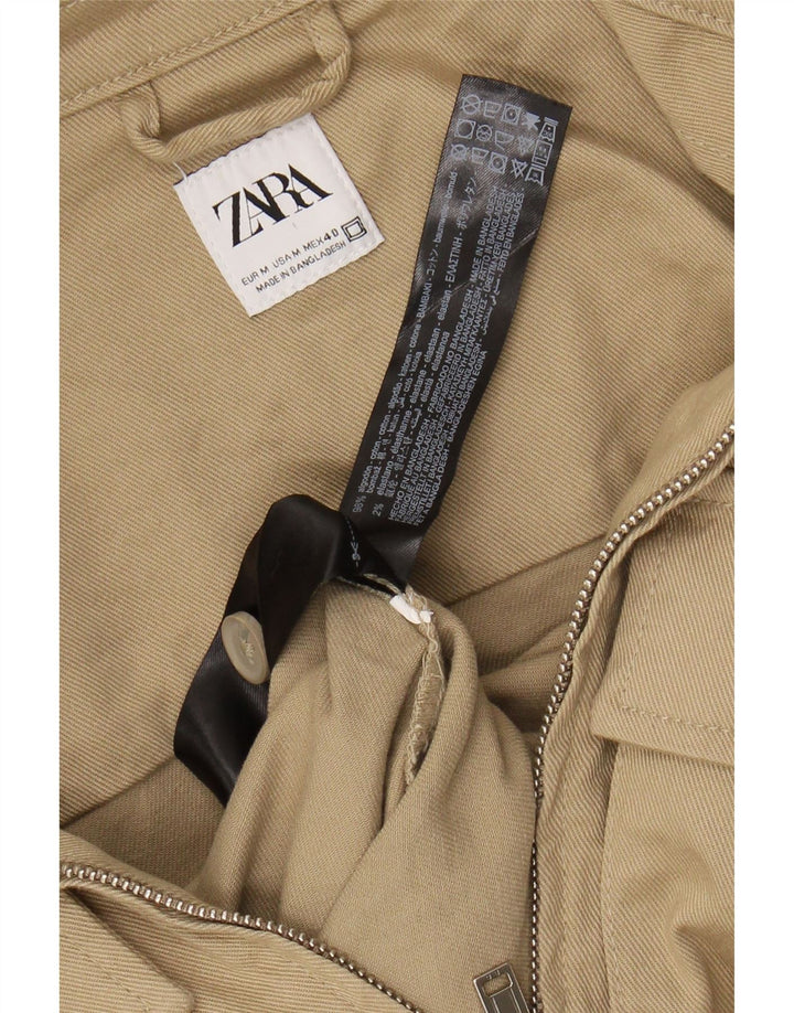Jaqueta bomber masculina ZARA Reino Unido 38 algodão bege médio