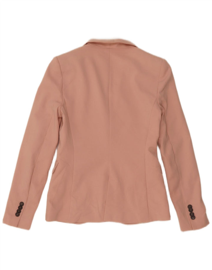 Jaqueta blazer feminina Zara com 1 botão UK 8 pequena viscose rosa