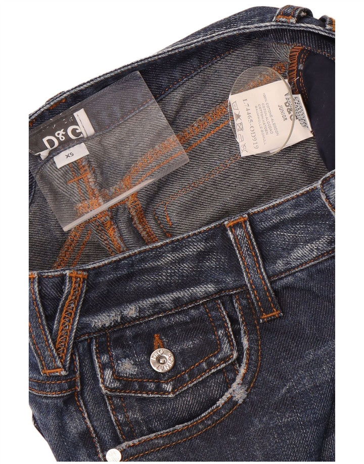 Dolce & Gabbana Jeans retos femininos XS W26 L30 azul patchwork algodão