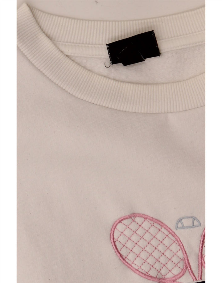 ELLESSE moletom feminino oversized gráfico Reino Unido 8 pequeno algodão branco