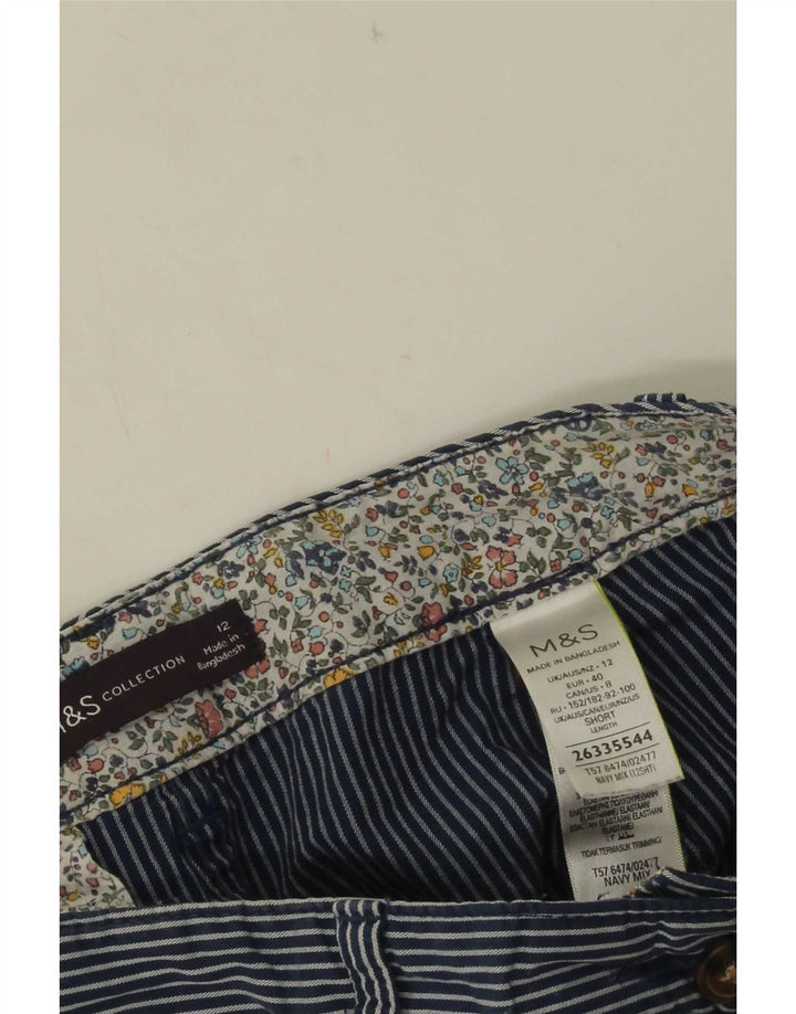 Calças cortadas femininas Marks & Spencer UK 12 médio W30 L26 azul marinho