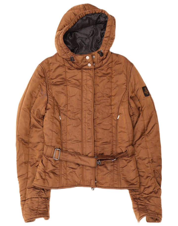 Jaqueta corta-vento feminina Refrigiwear Cruz com capuz UK 20 2XL marrom poliamida