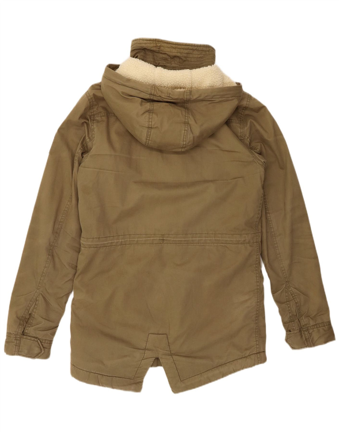 Jaqueta masculina SUPERDRY The Rookie com capuz Sherpa Parka Reino Unido 36 pequena cáqui