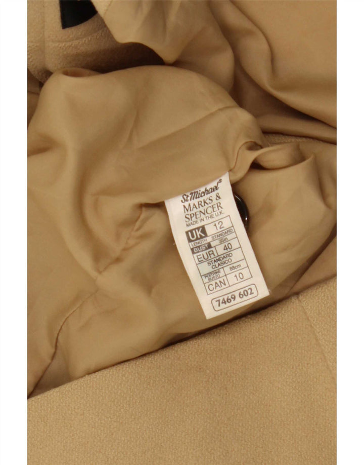 Casaco feminino Marks & Spencer com peito duplo Reino Unido 12 lã bege médio