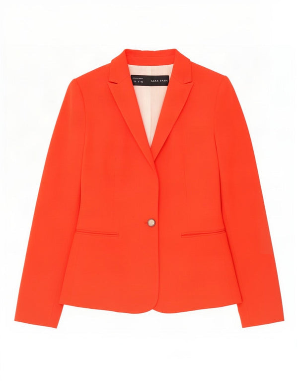 Jaqueta blazer feminina Zara com 1 botão Reino Unido 12 viscose vermelha média