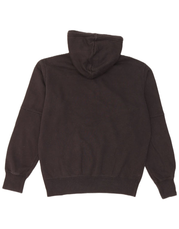 Jumper masculino com capuz gráfico Champion com zíper e gola média de algodão preto
