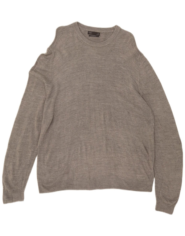 Suéter masculino Marks & Spencer com gola redonda 2XL cinza acrílico