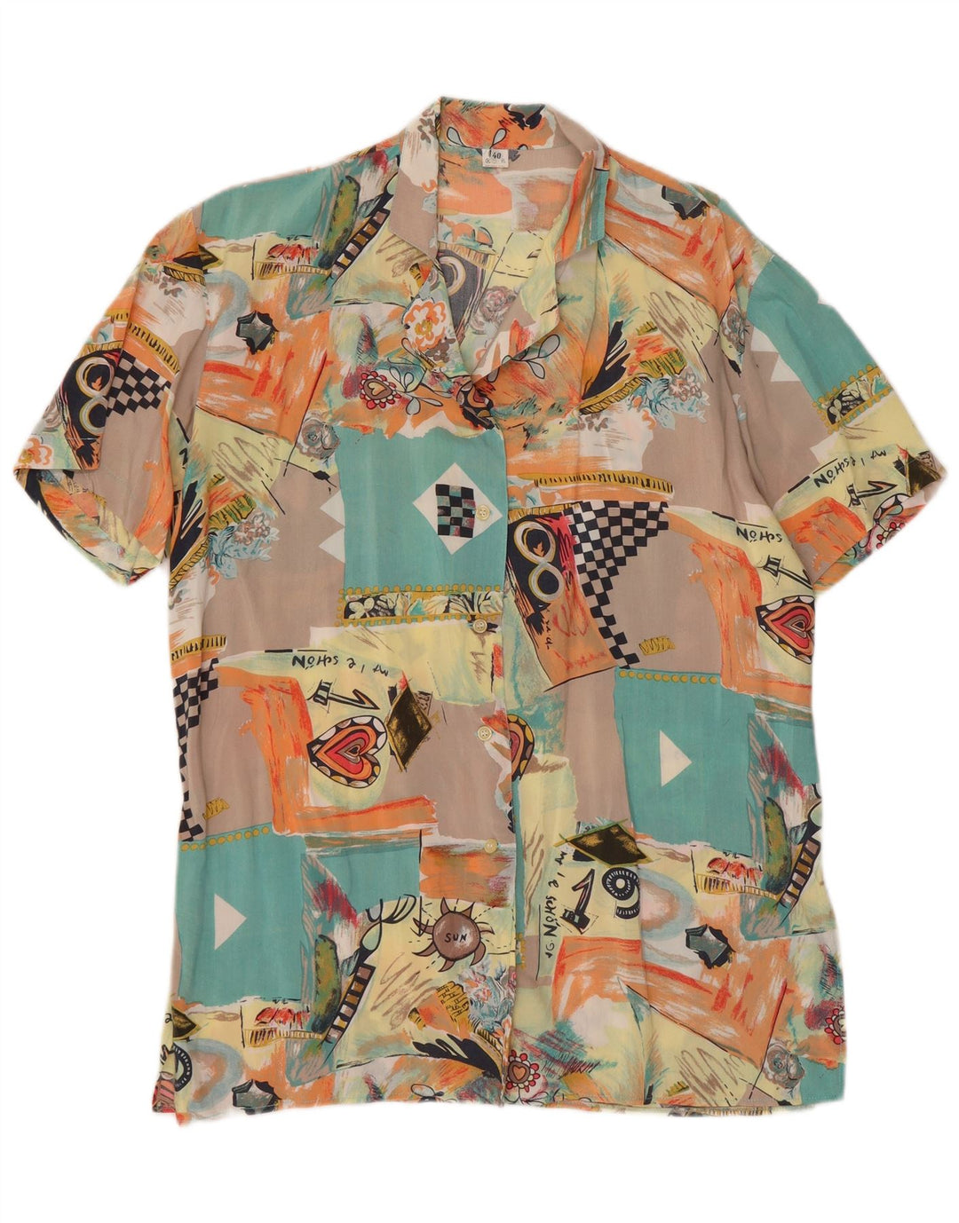 Blusa Camisa Feminina Vintage EU 40 Média Patchwork Multicolorida