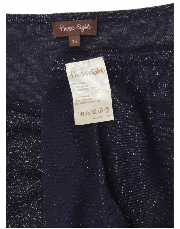 Suéter feminino Phase Eight com gola canoa e viscose azul marinho médio Reino Unido 12