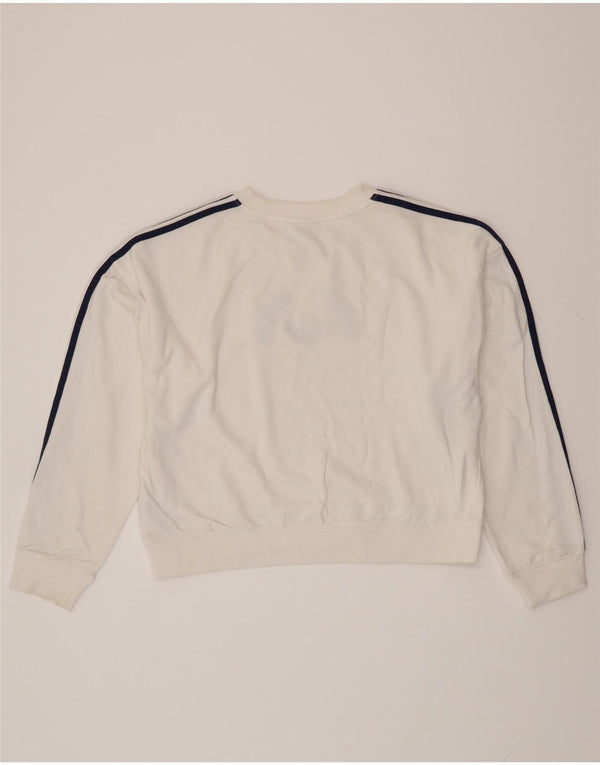 ADIDAS Womens Oversized Graphic Sweatshirt Jumper Reino Unido 12 Médio Branco