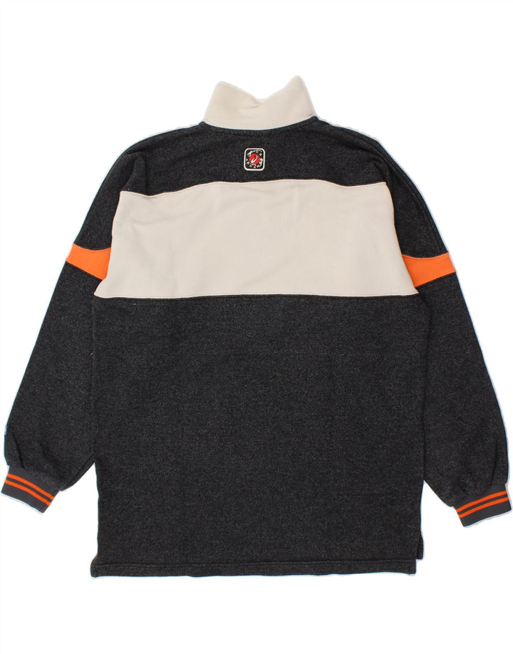 Moletom masculino ASICS com zíper e gola alta, grande, preto, algodão colorblock