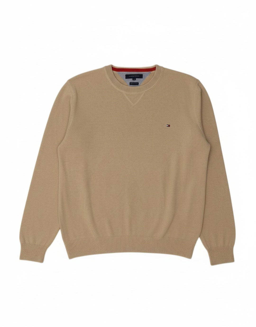 Suéter masculino TOMMY HILFIGER com gola redonda XL algodão bege
