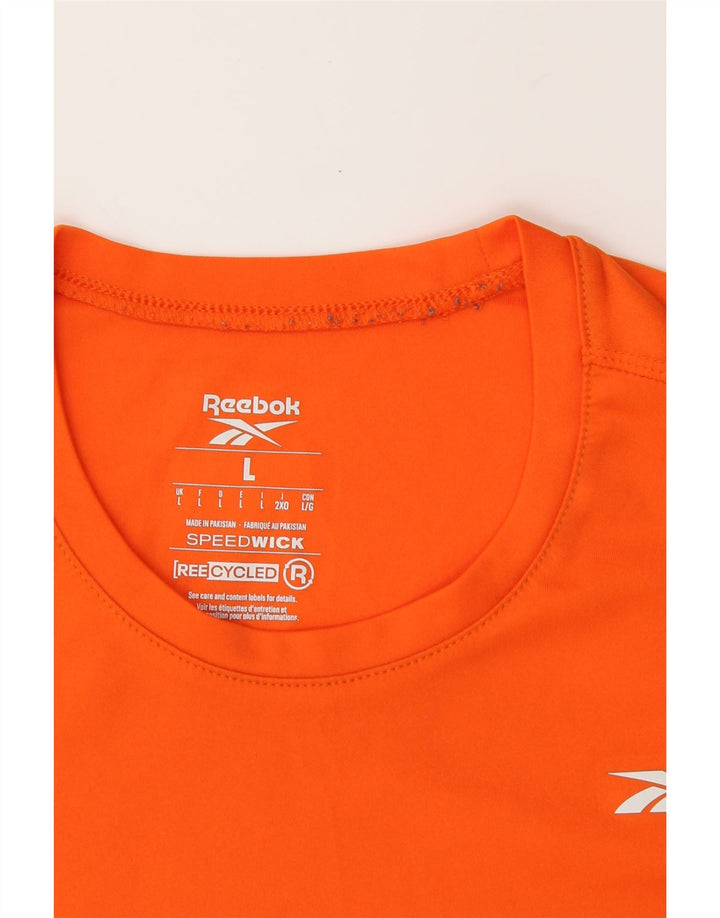 REEBOK Mens T-Shirt Top Large Orange Polyester Vintage Reebok and Second-Hand Reebok from Messina Hembry 