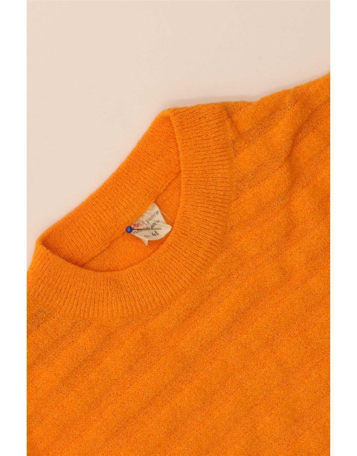 Suéter feminino vintage com gola redonda IT 46 listrado laranja grande