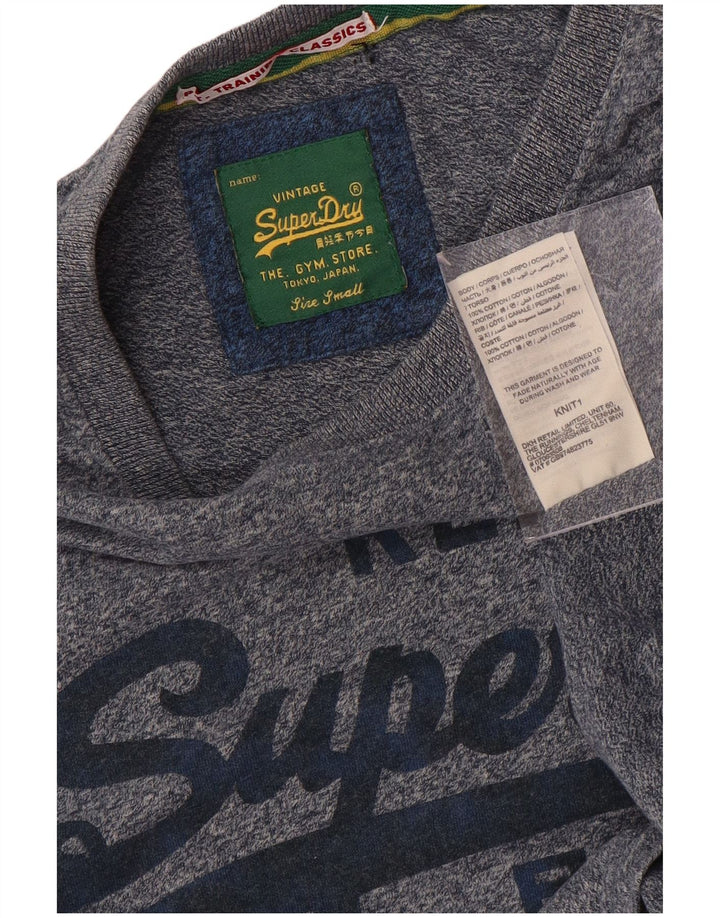 Camiseta masculina gráfica SUPERDRY top pequeno algodão manchado azul