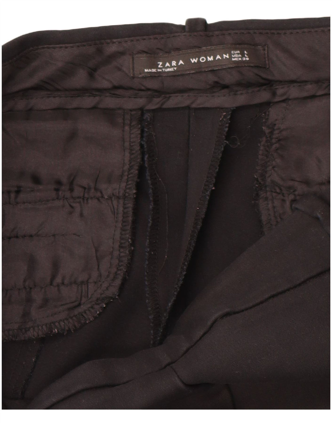 Zara Calça feminina slim cortada grande W34 L24 preta