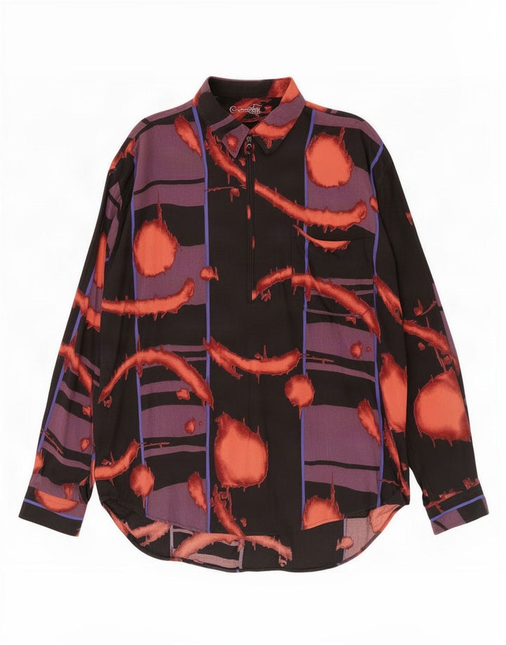 Pulôver vintage masculino com padrão abstrato grande preto