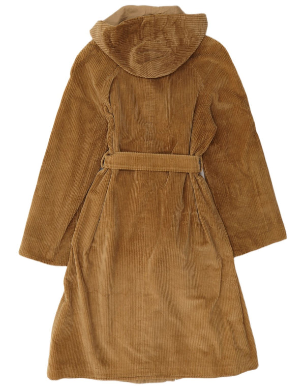 Casaco reversível com capuz feminino vintage UK 14 bege médio